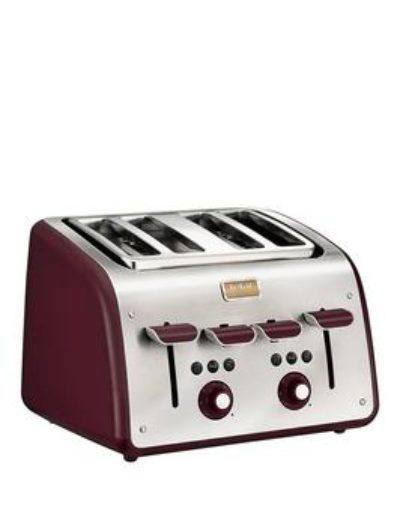 Tefal Maison Tt7705Uk 4-Slice Toaster In Metal With Pomegranate Red